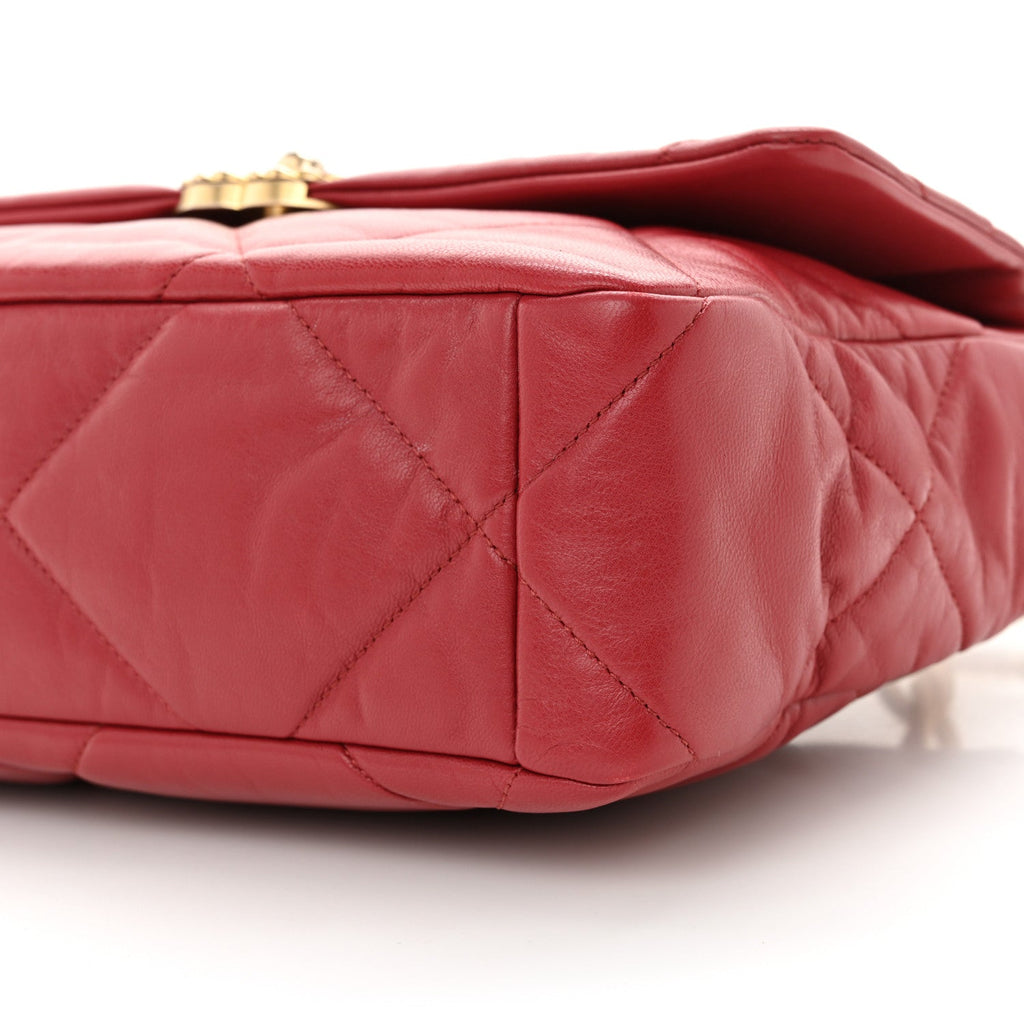 Lambskin Quilted Large Chanel 19 Flap Red