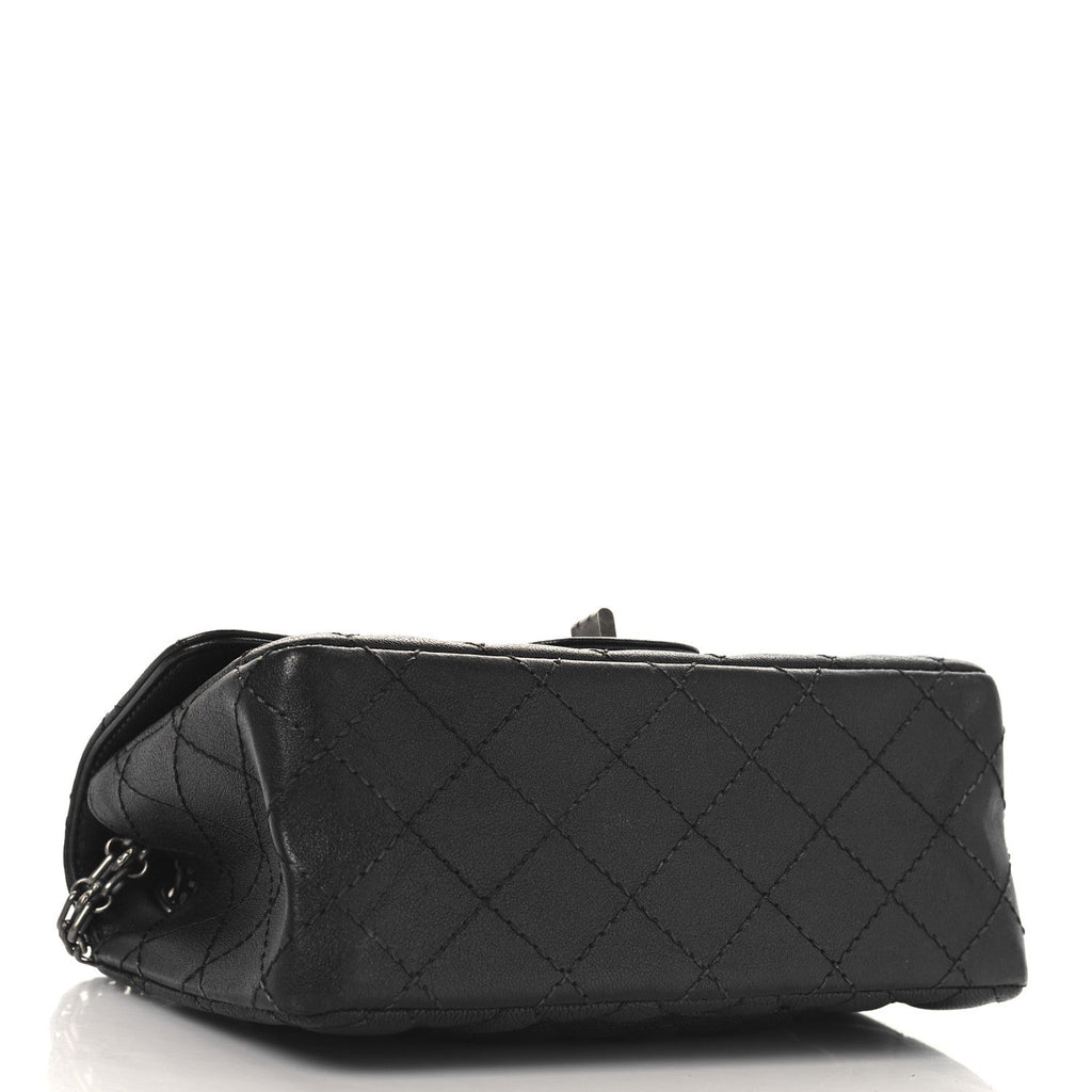 Metallic Sheepskin Quilted 2.55 Reissue Mini Flap Dark Grey
