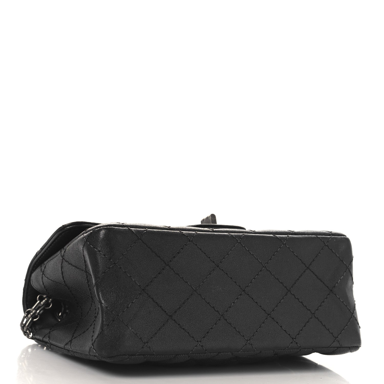Metallic Sheepskin Quilted 2.55 Reissue Mini Flap Dark Grey