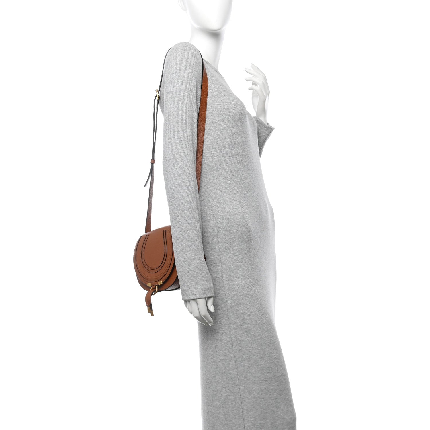 Calfskin Mini Marcie Round Crossbody Bag Tan