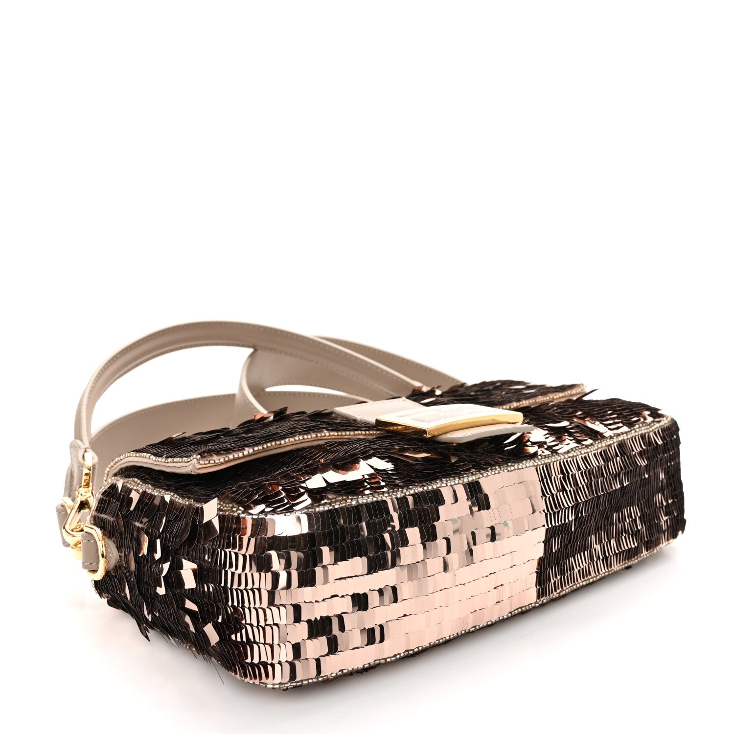 Sequin Paillettes Vitello Grace Sex and the City Baguette Tortora