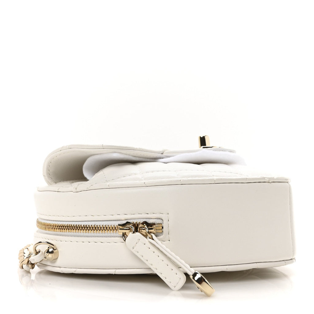 Lambskin Quilted CC In Love Heart Bag White