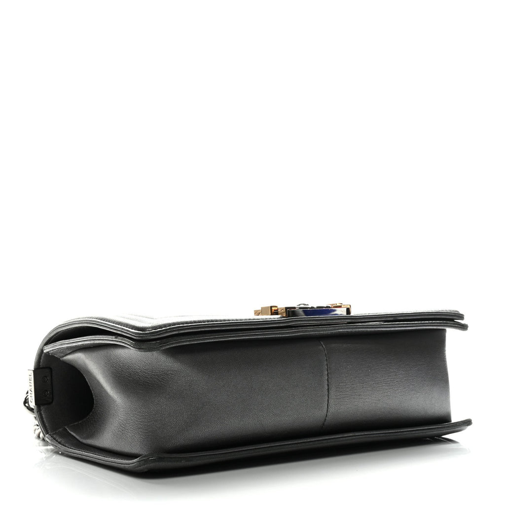 Lambskin Embossed Medium Boy Cube Flap Grey