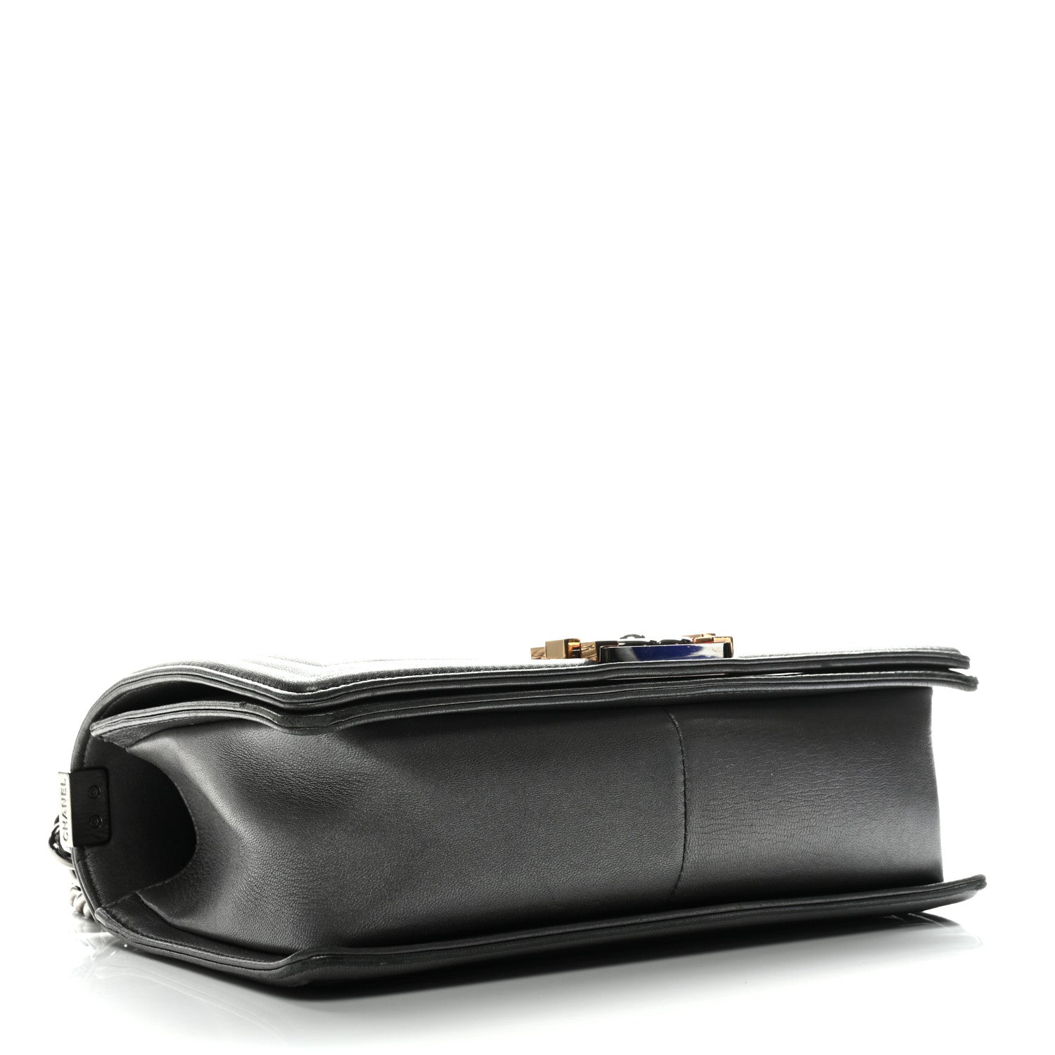Lambskin Embossed Medium Boy Cube Flap Grey