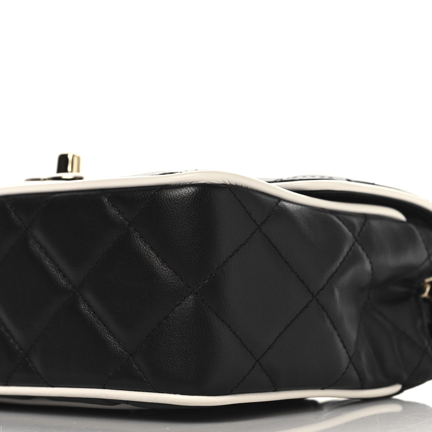 Lambskin Quilted Resin CC Mini Flap Bag Black White