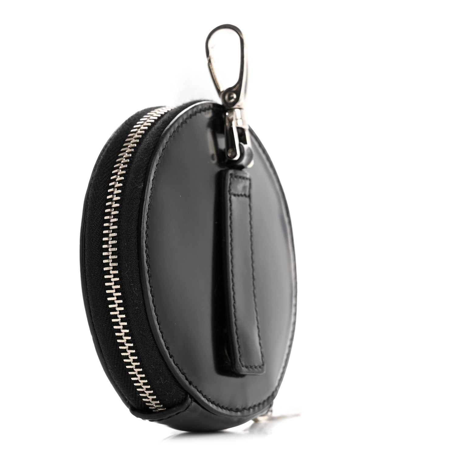 Spazzolato Round Coin Pouch Bag Charm Black