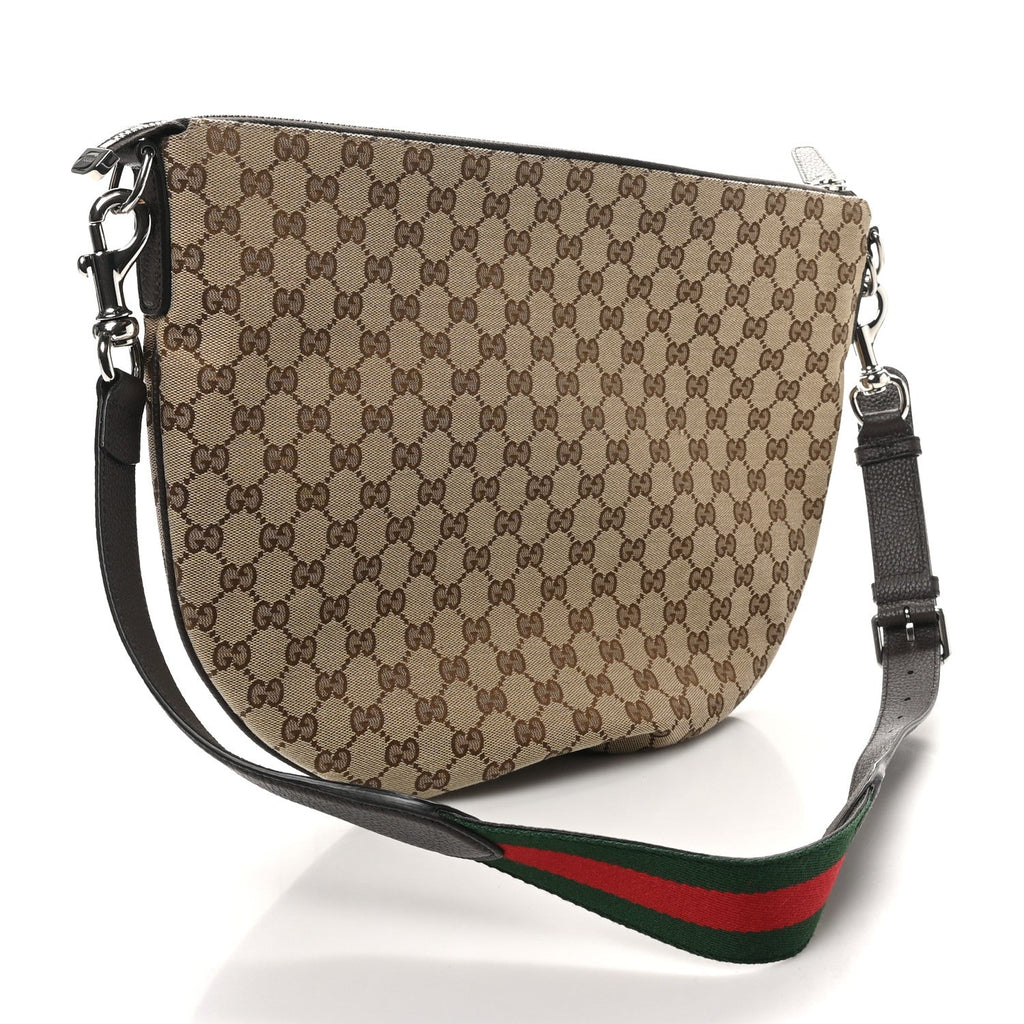 Monogram Calfskin Web Medium B Shoulder Bag Beige Brown