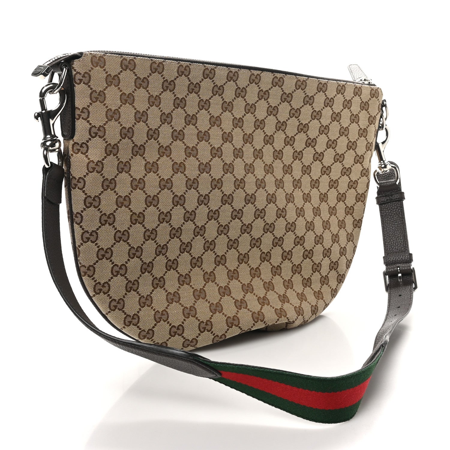 Monogram Calfskin Web Medium B Shoulder Bag Beige Brown