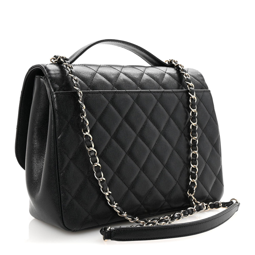Caviar Quilted Large Business Affinity Flap Black