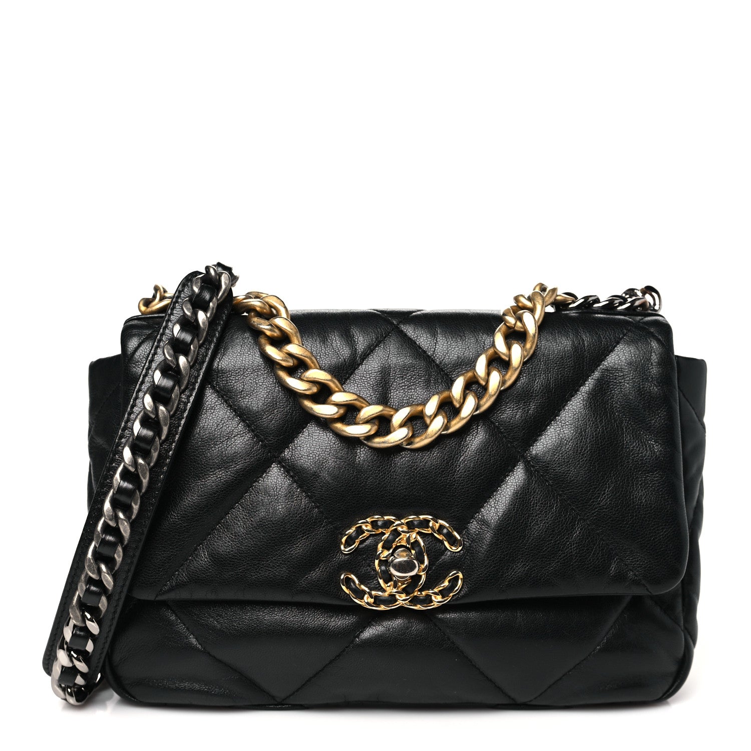 Lambskin Quilted Medium Chanel 19 Flap Black