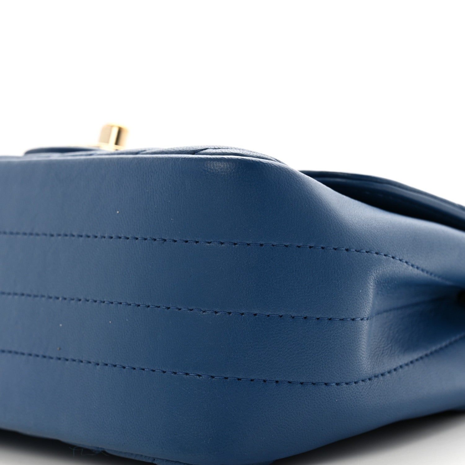Lambskin Chevron Quilted Mini Square Flap Blue
