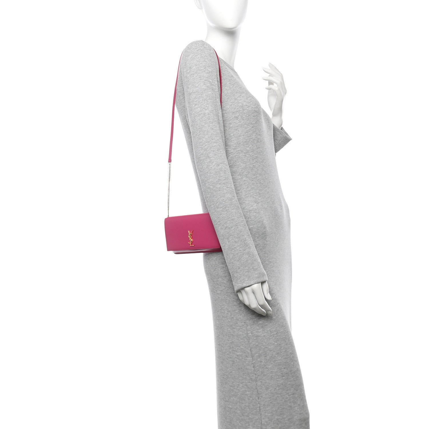 Smooth Calfskin Monogram Phone Holder Crossbody Fuchsia Couture