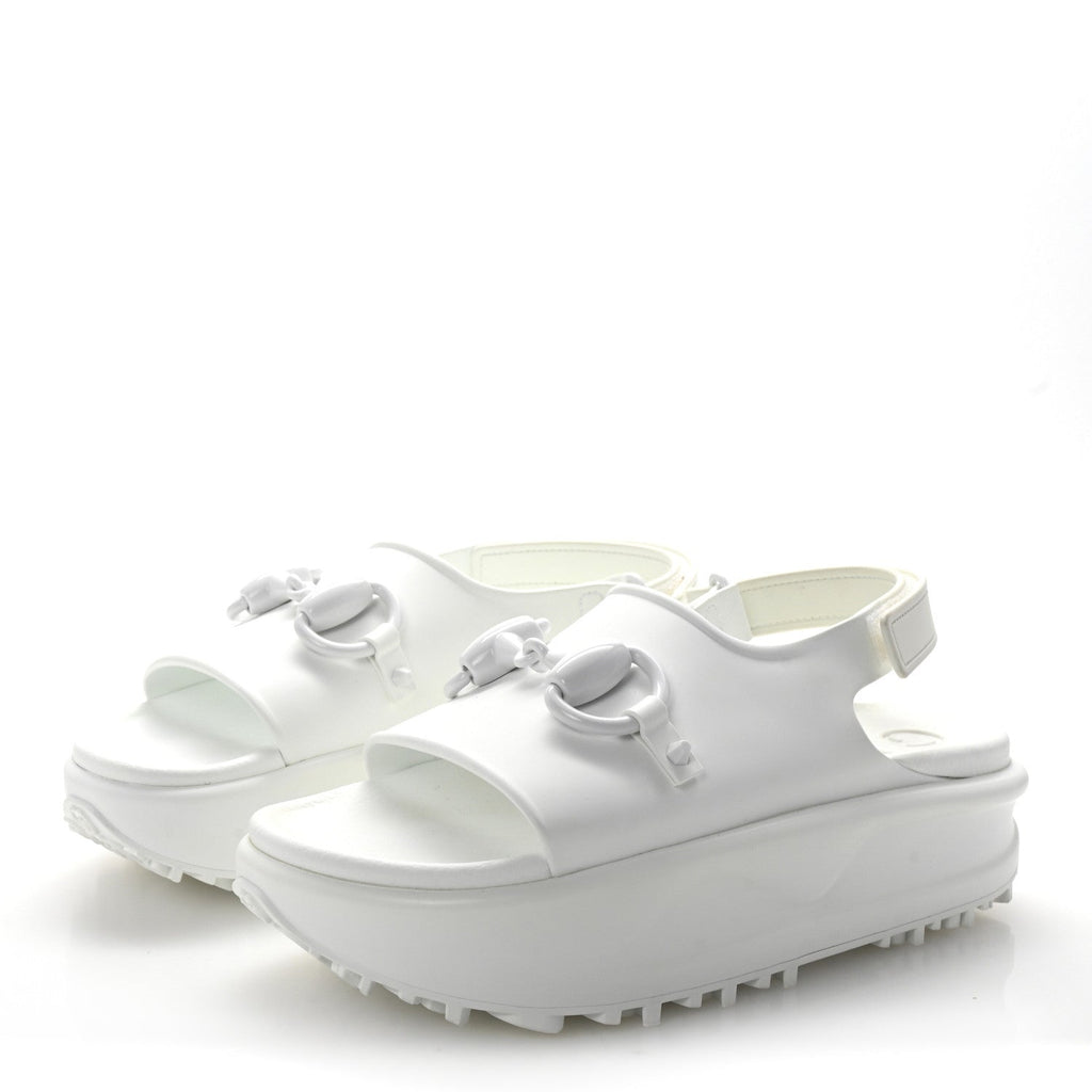 Soft Rubber Horsebit Touch Womens Strapped Sandals 37 Great White