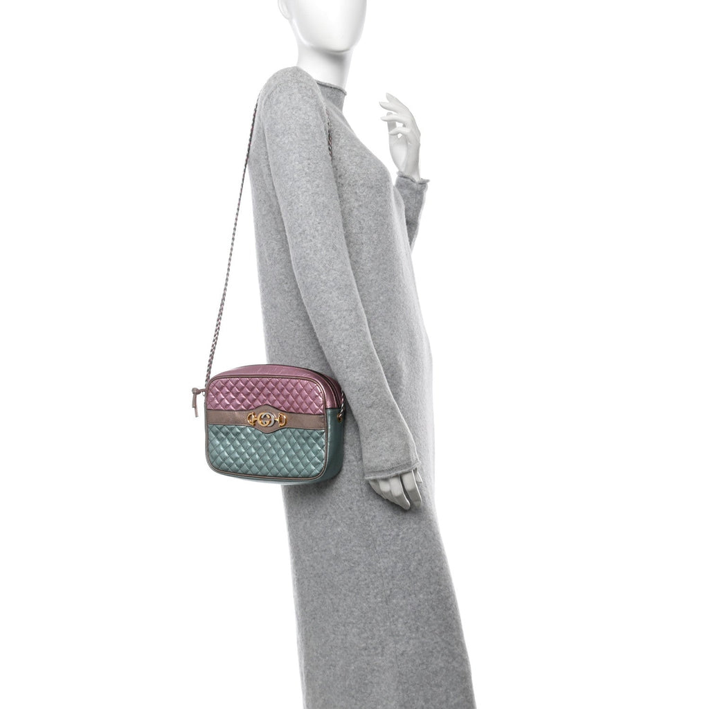 Laminated Nappa Trapuntata Small Zumi Shoulder Bag Rosa Lago Rame
