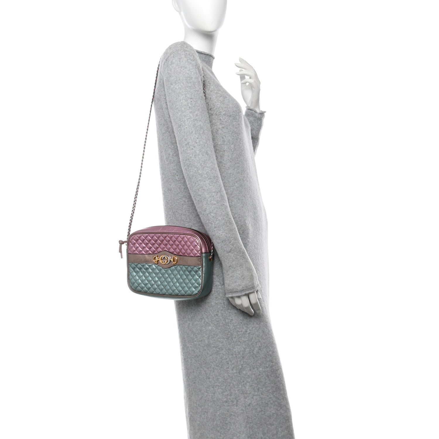Laminated Nappa Trapuntata Small Zumi Shoulder Bag Rosa Lago Rame