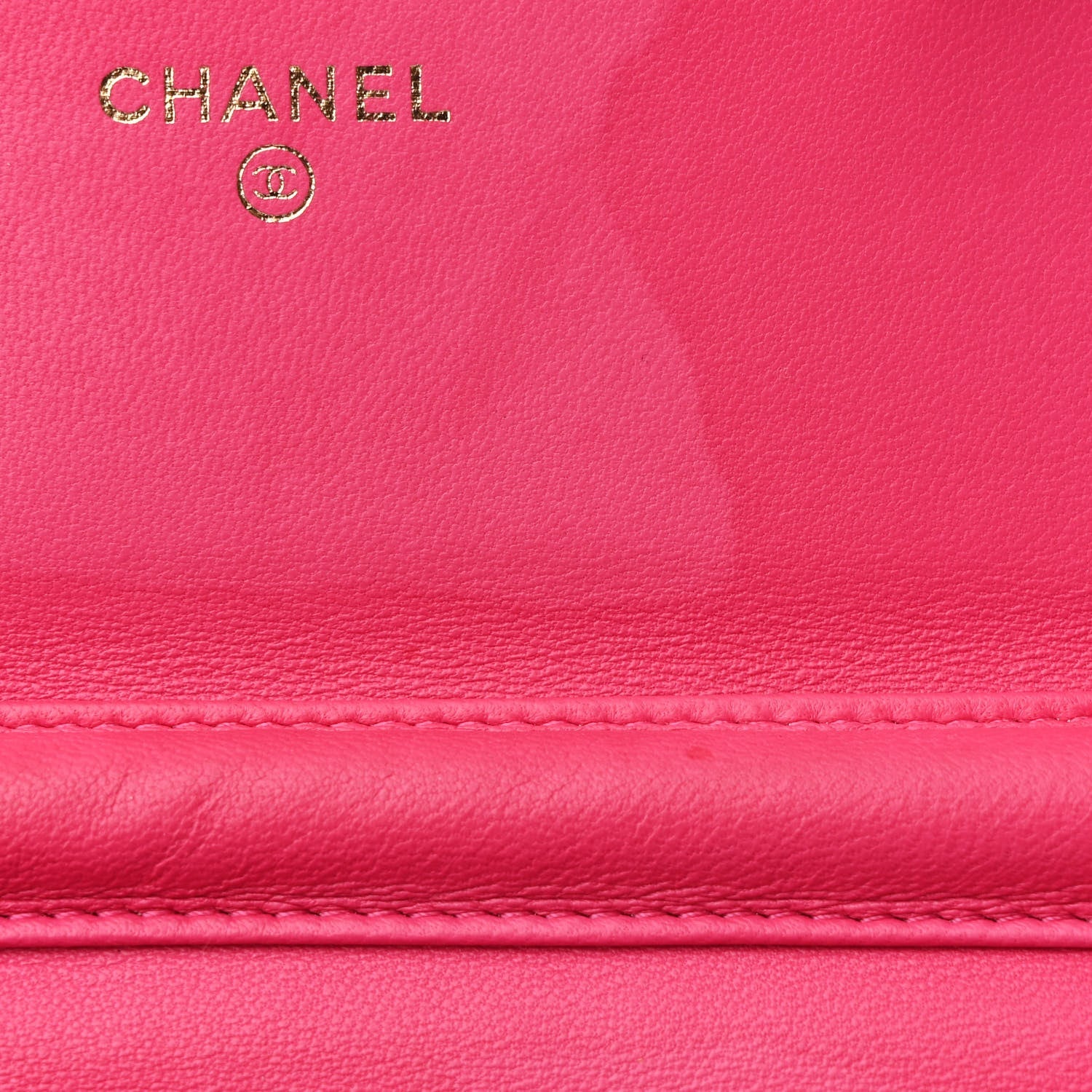 Lambskin Quilted Wallet on Chain WOC Fuchsia