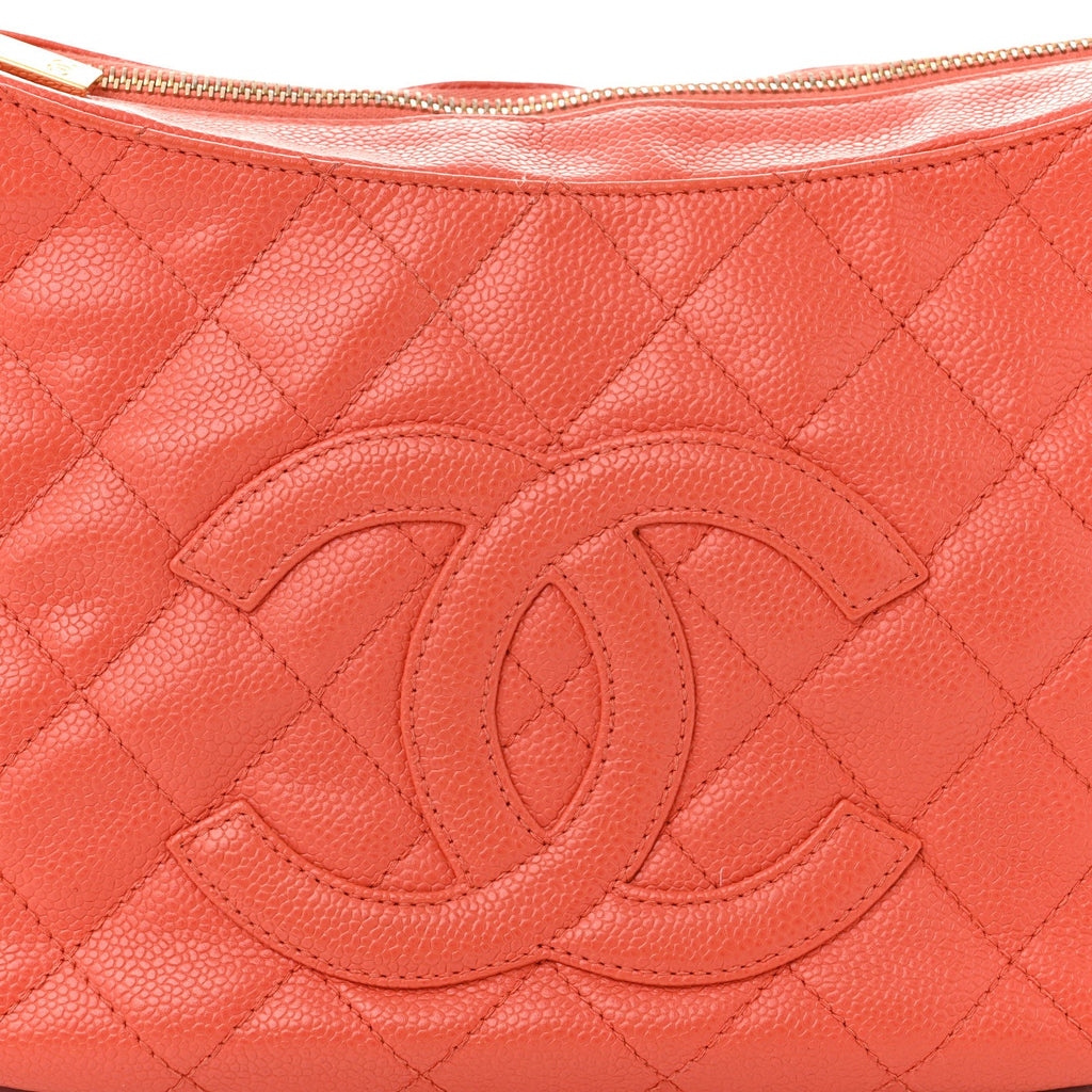Caviar Quilted Timeless CC Shoulder Bag Coral