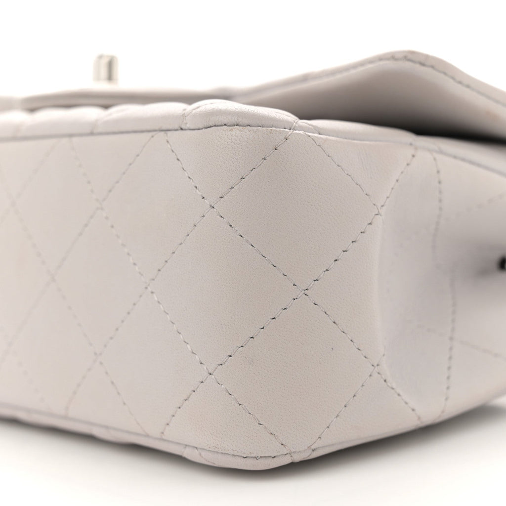 Lambskin Quilted Mini Rectangular Flap Grey