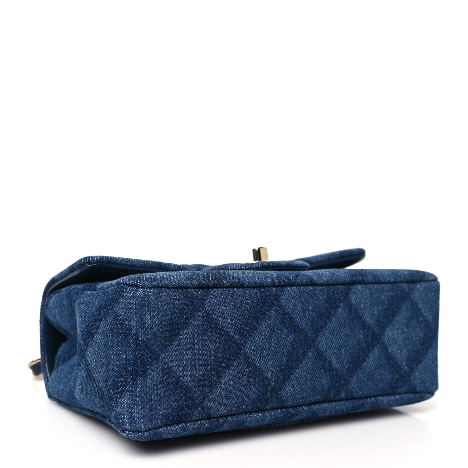 Printed Denim Quilted Mini Rectangular Flap Dark Blue