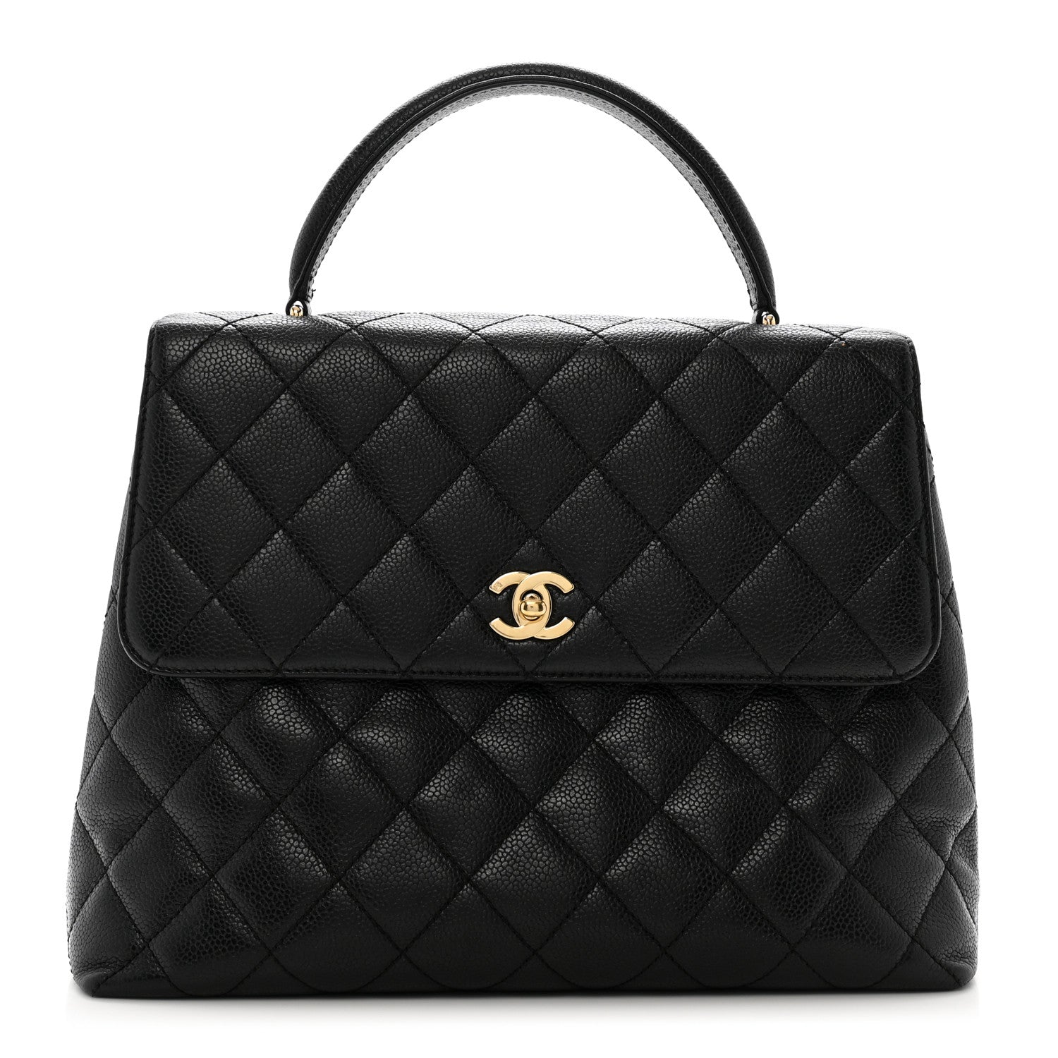 Caviar Quilted Jumbo Kelly Flap Black
