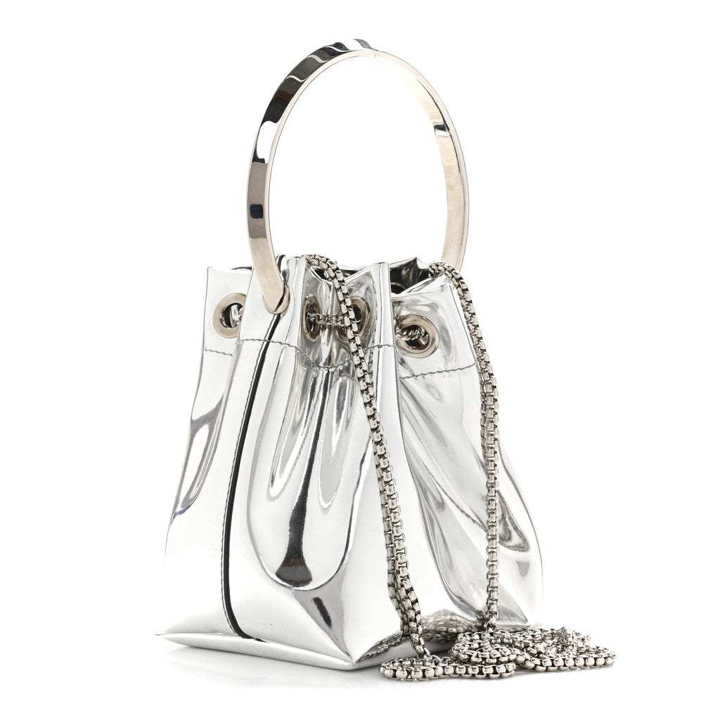 Metallic Patent Bon Bon Bag Silver