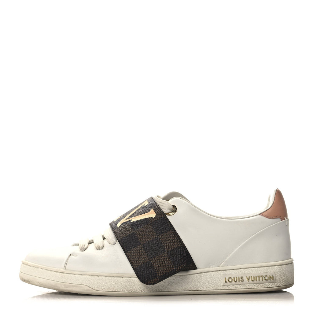 Damier Ebene Front Row Sneaker 37.5 White