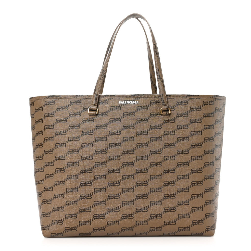 Coated Canvas BB Monogram Large Signature East West Shopper Bag Beige Brown