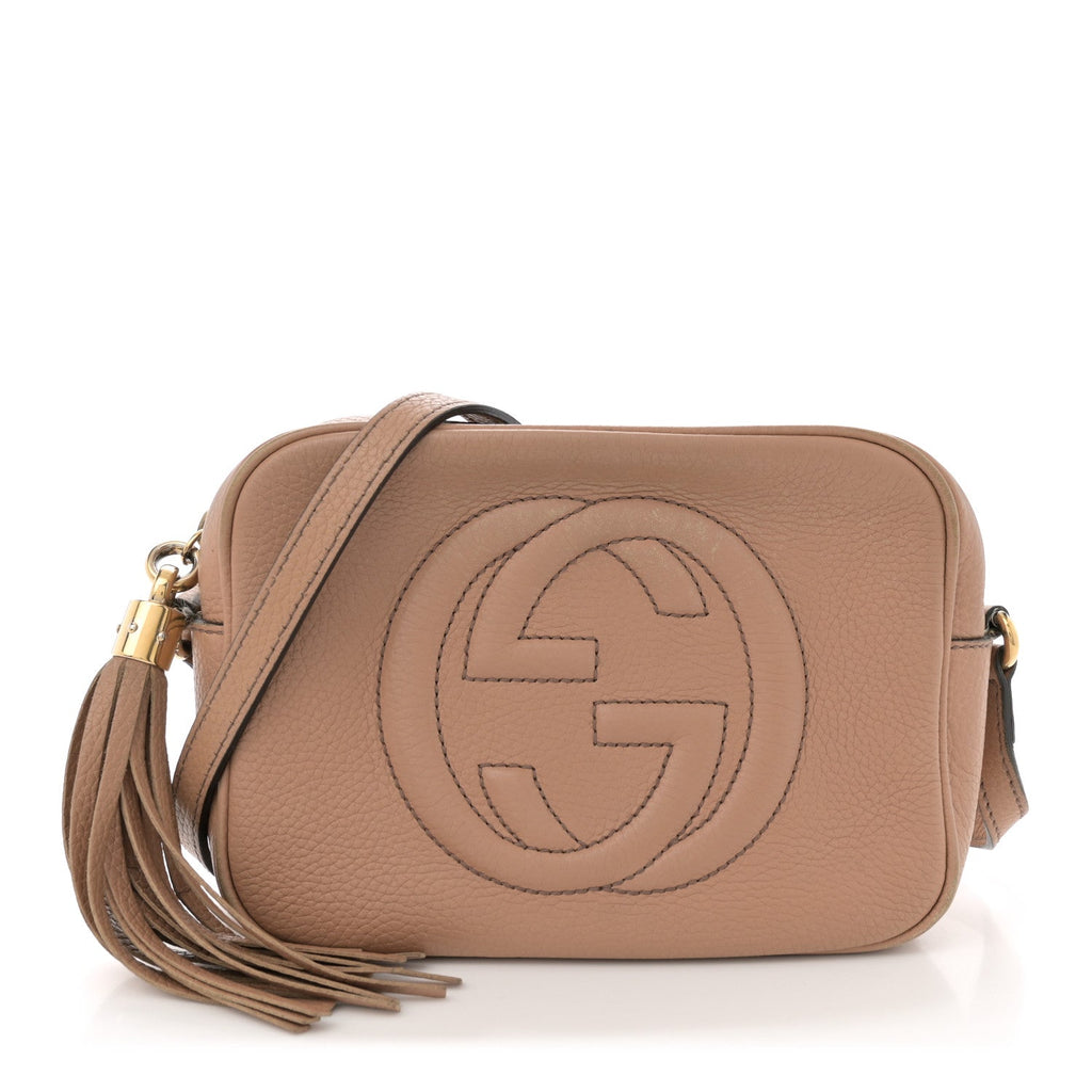 Pebbled Calfskin Small Soho Disco Bag Camelia