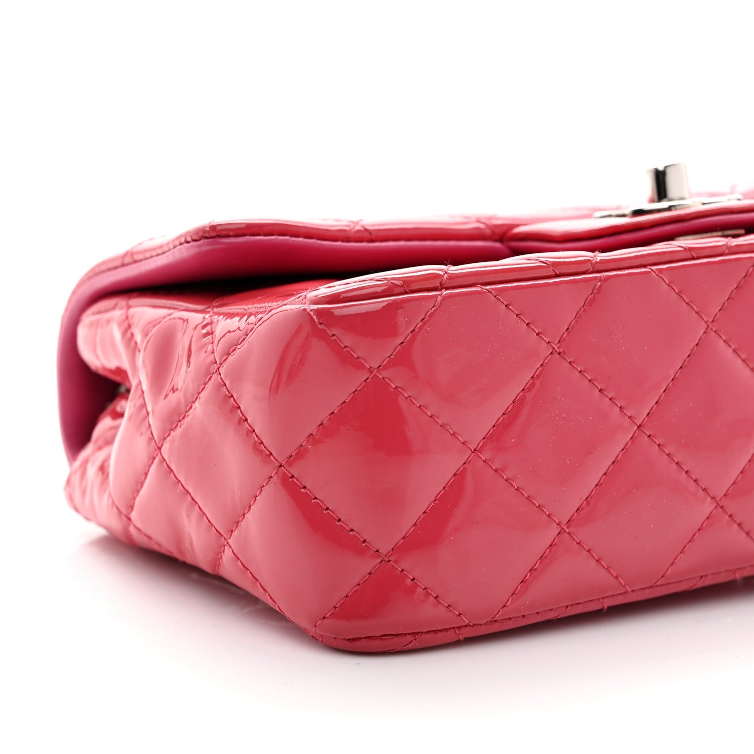 Patent Calfskin Quilted Mini Rectangular Flap Pink