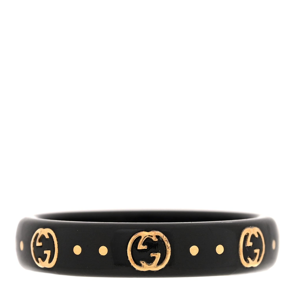 18K Yellow Gold Synthetic Corundum Icon Ring 51 5.75 Black