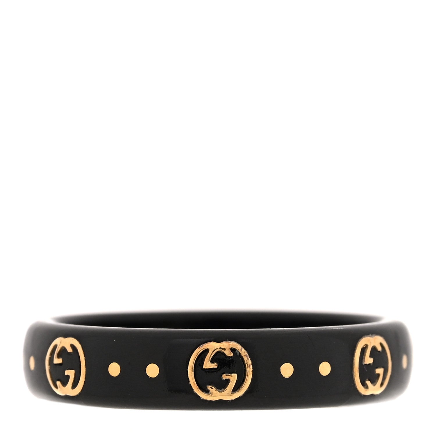 18K Yellow Gold Synthetic Corundum Icon Ring 51 5.75 Black