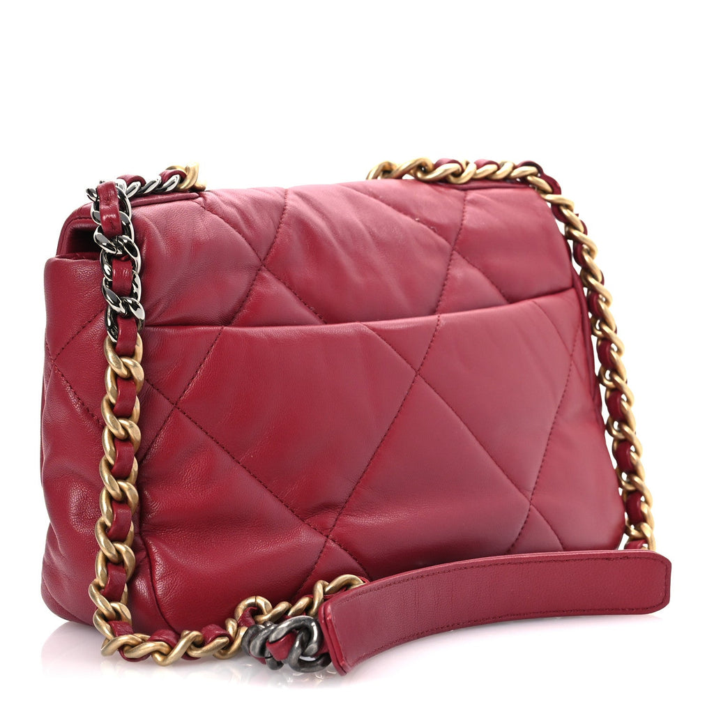 Goatskin Quilted Medium Chanel 19 Flap Red