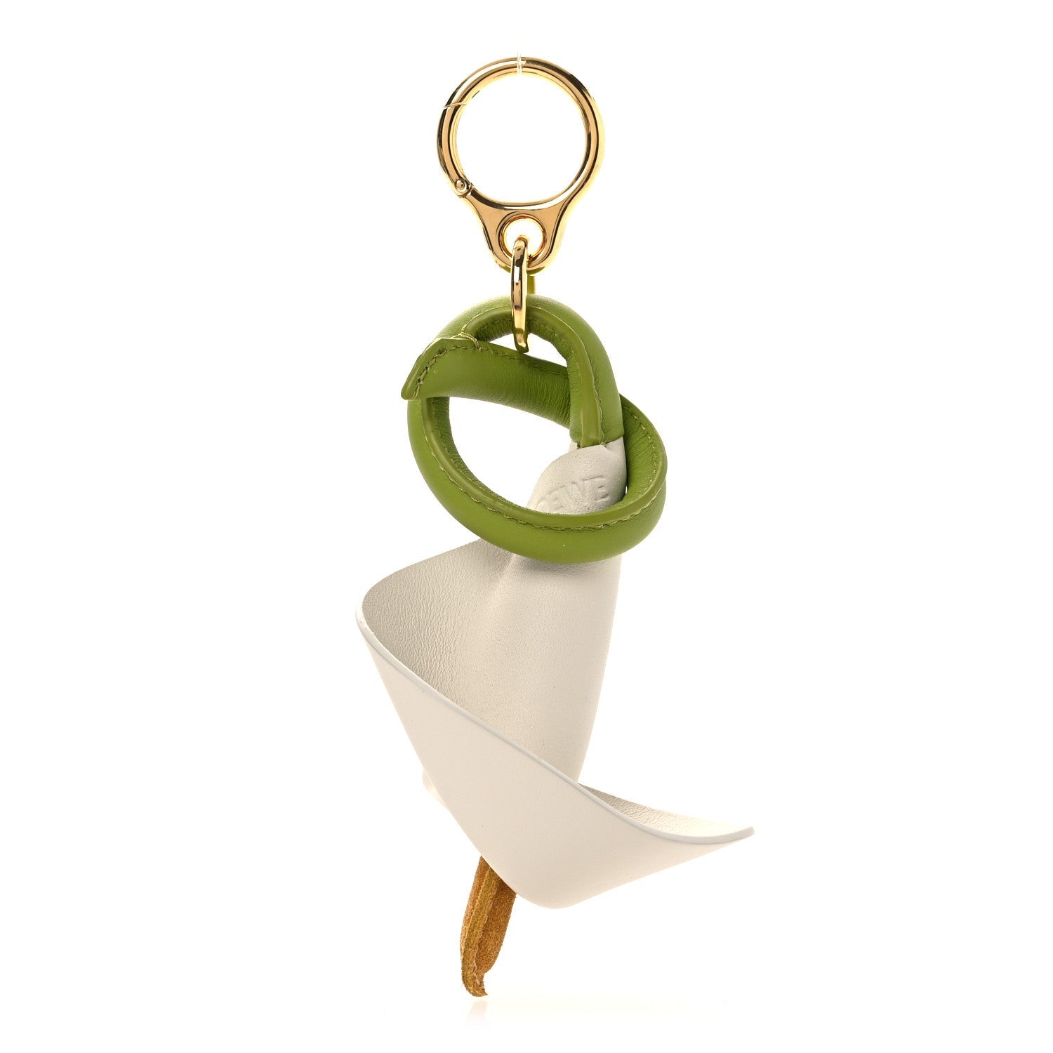 Calfskin Callalily Bag Charm Green White