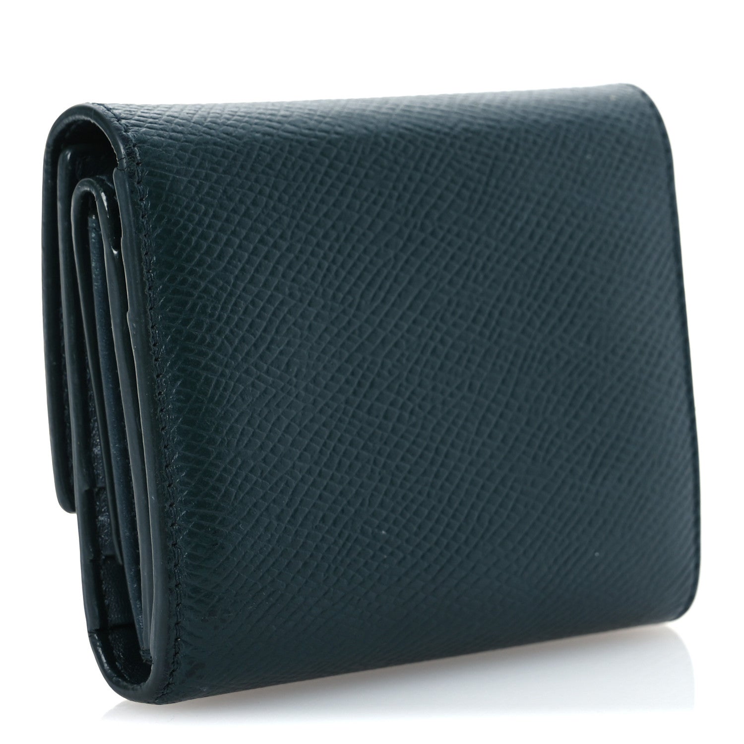 Grained Calfskin Small Multifunction Folded Wallet Green