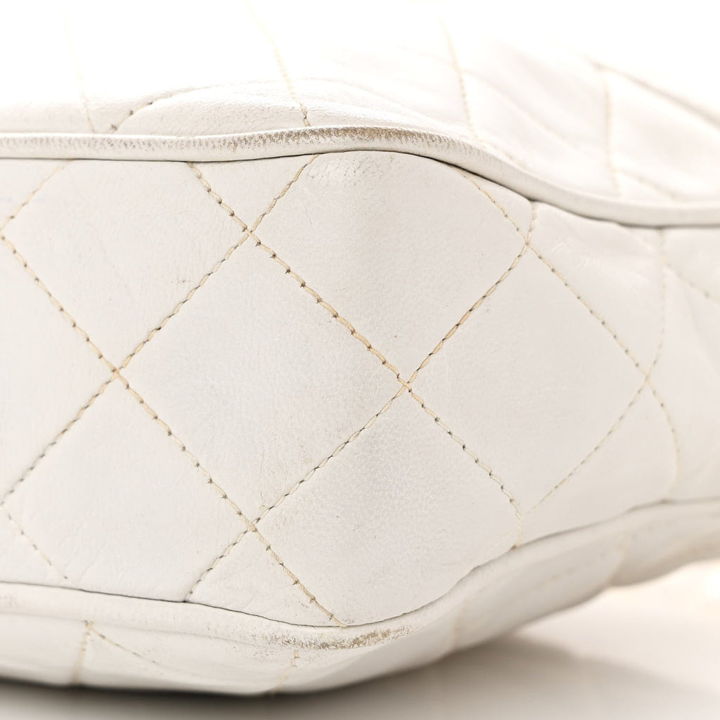 Lambskin Quilted Tassel Camera Case White