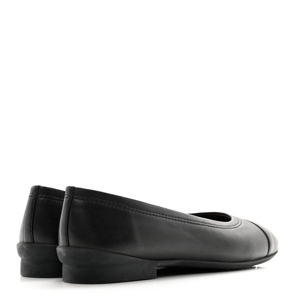 Lambskin Cap Toe CC Uniform Ballerina Flats 39 Black