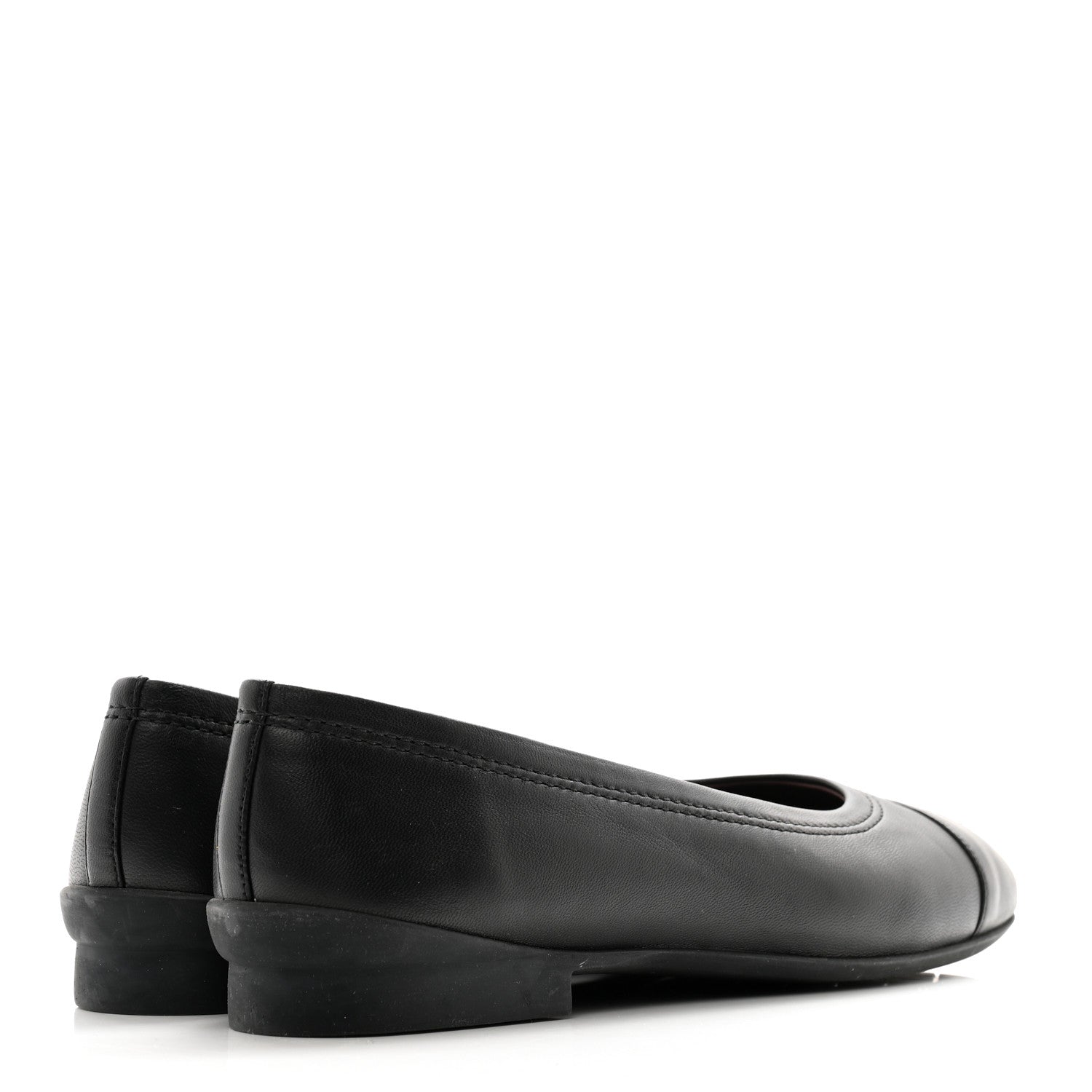 Lambskin Cap Toe CC Uniform Ballerina Flats 39 Black