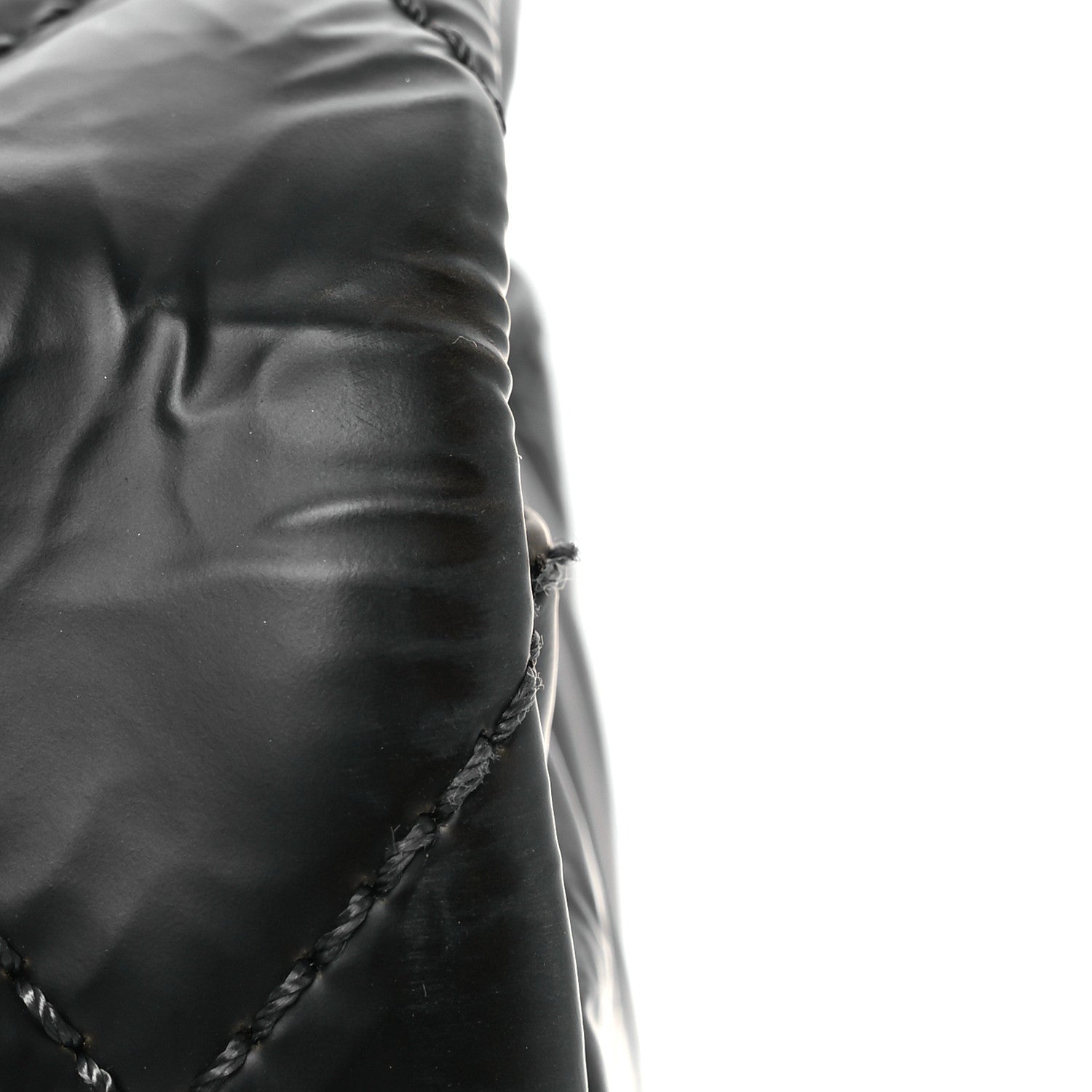 Glazed Calfskin Quilted CC Single Flap Black