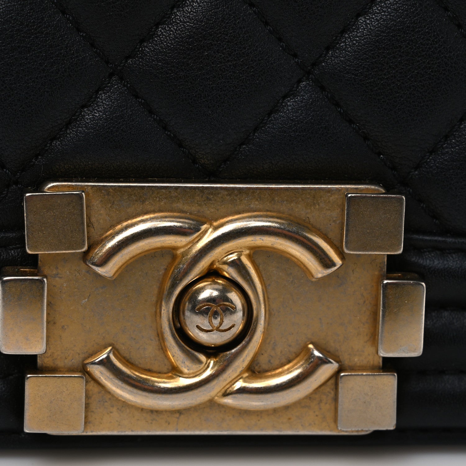 Calfskin Quilted Small Boy Flap Black