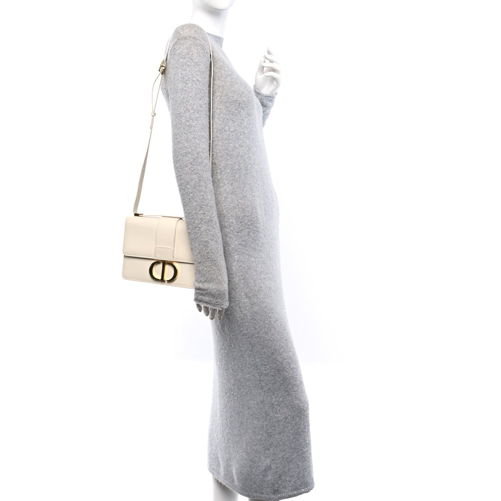 Grained Calfskin 30 Montaigne Flap Bag White