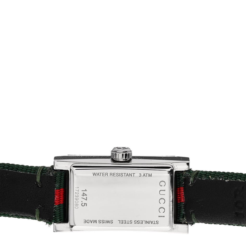 Stainless Steel Nylon 14mm Web G-Frame Double Wrap Quartz Watch Green