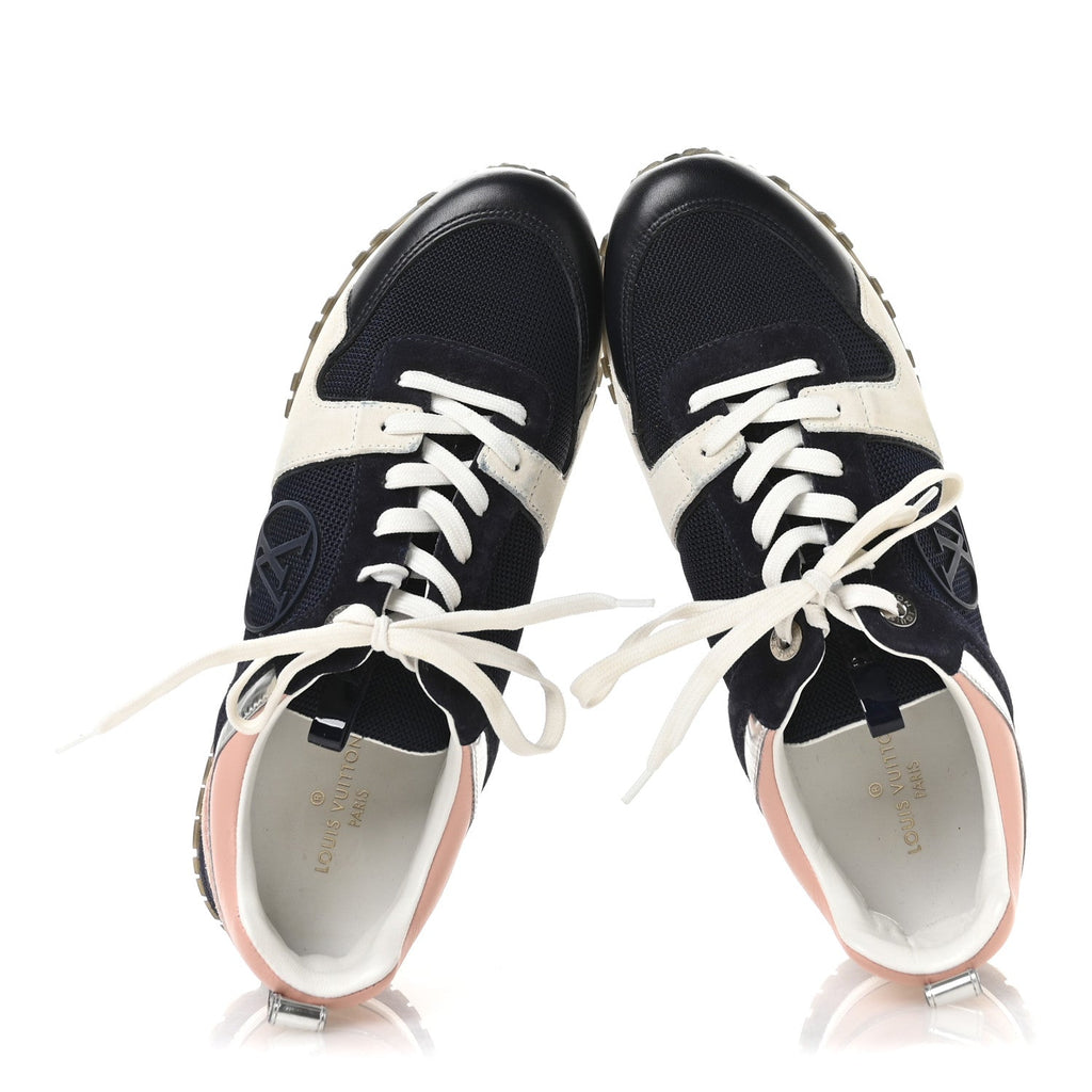 Suede Calfskin Run Away Sneakers 37.5 Blue Pink White