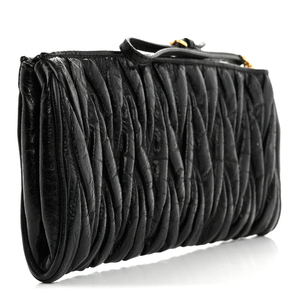 Nappa Matelasse Wristlet Black