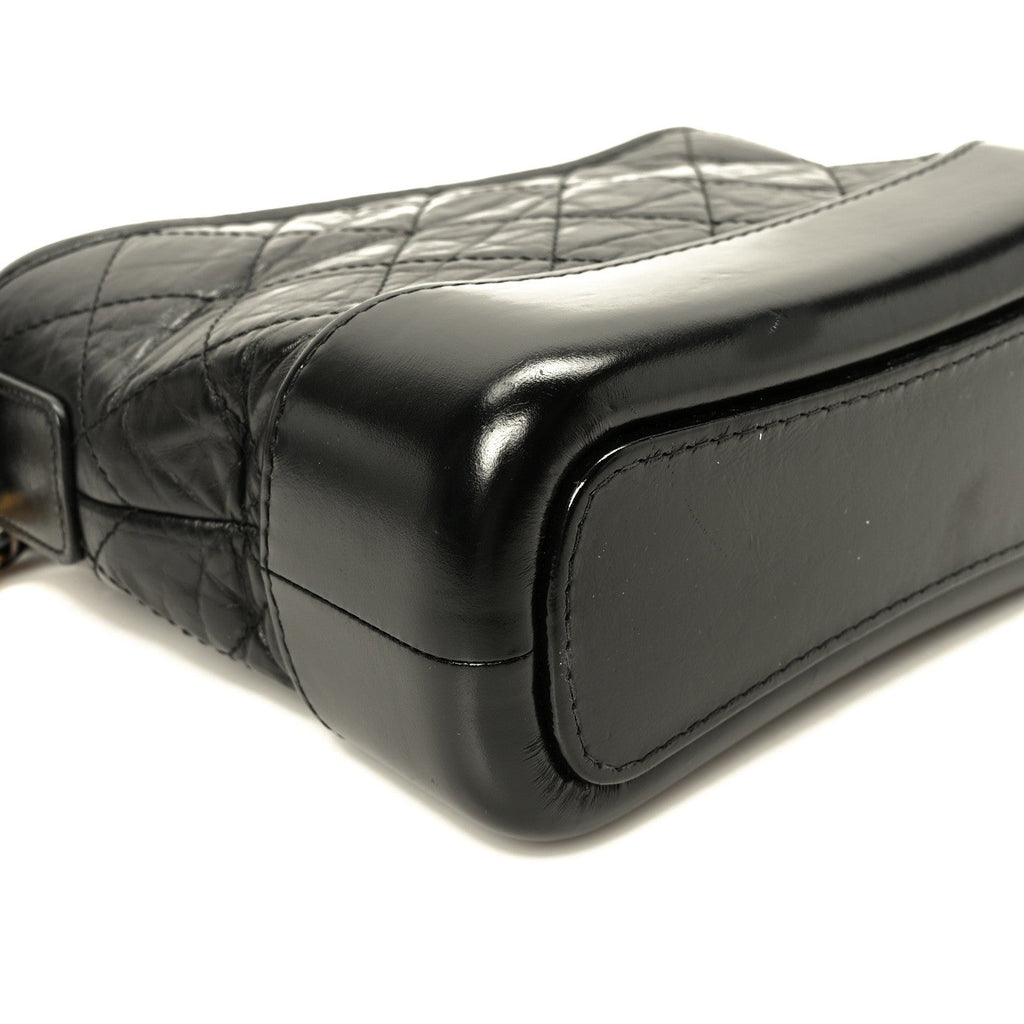 Aged Calfskin Quilted Small Gabrielle Hobo Black