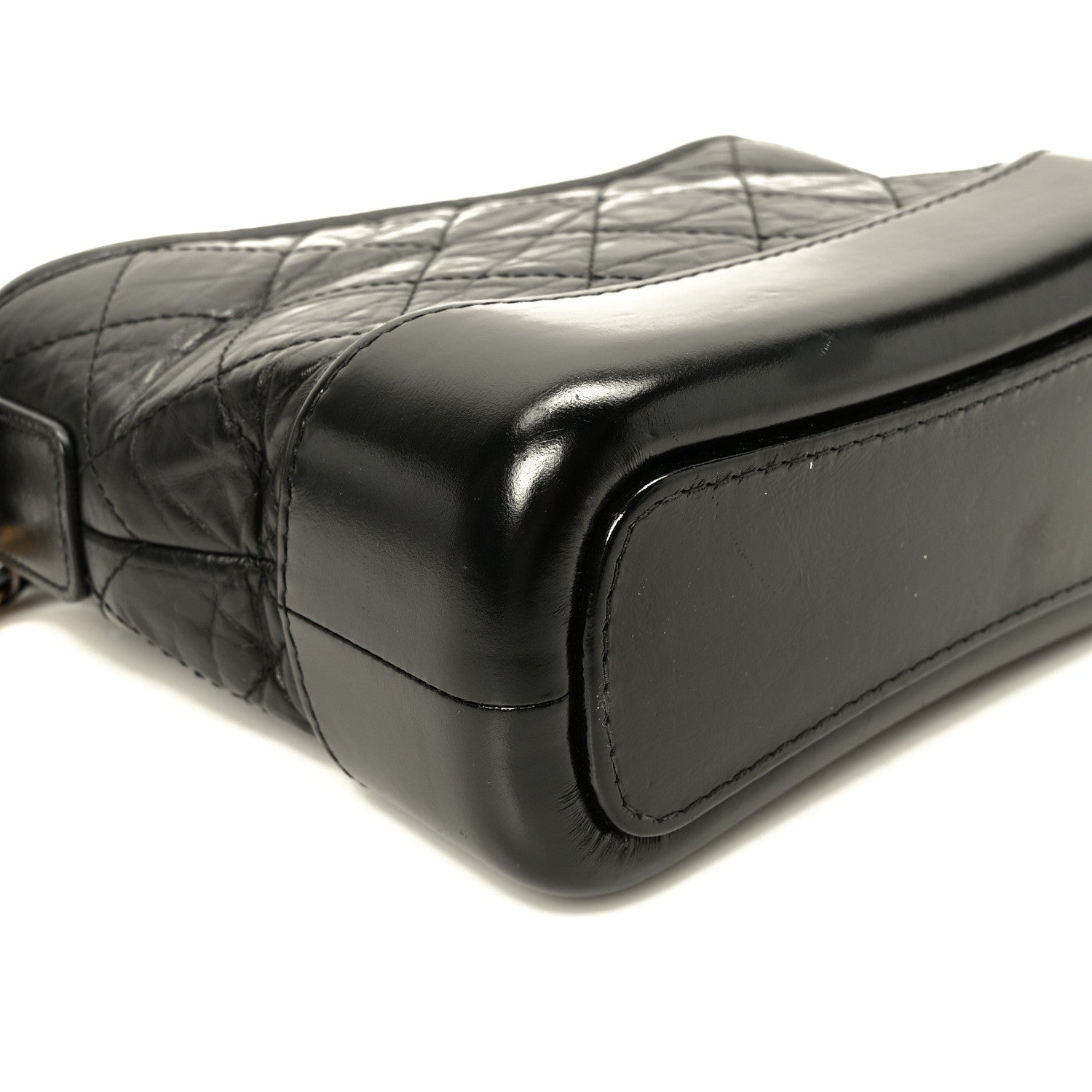 Aged Calfskin Quilted Small Gabrielle Hobo Black