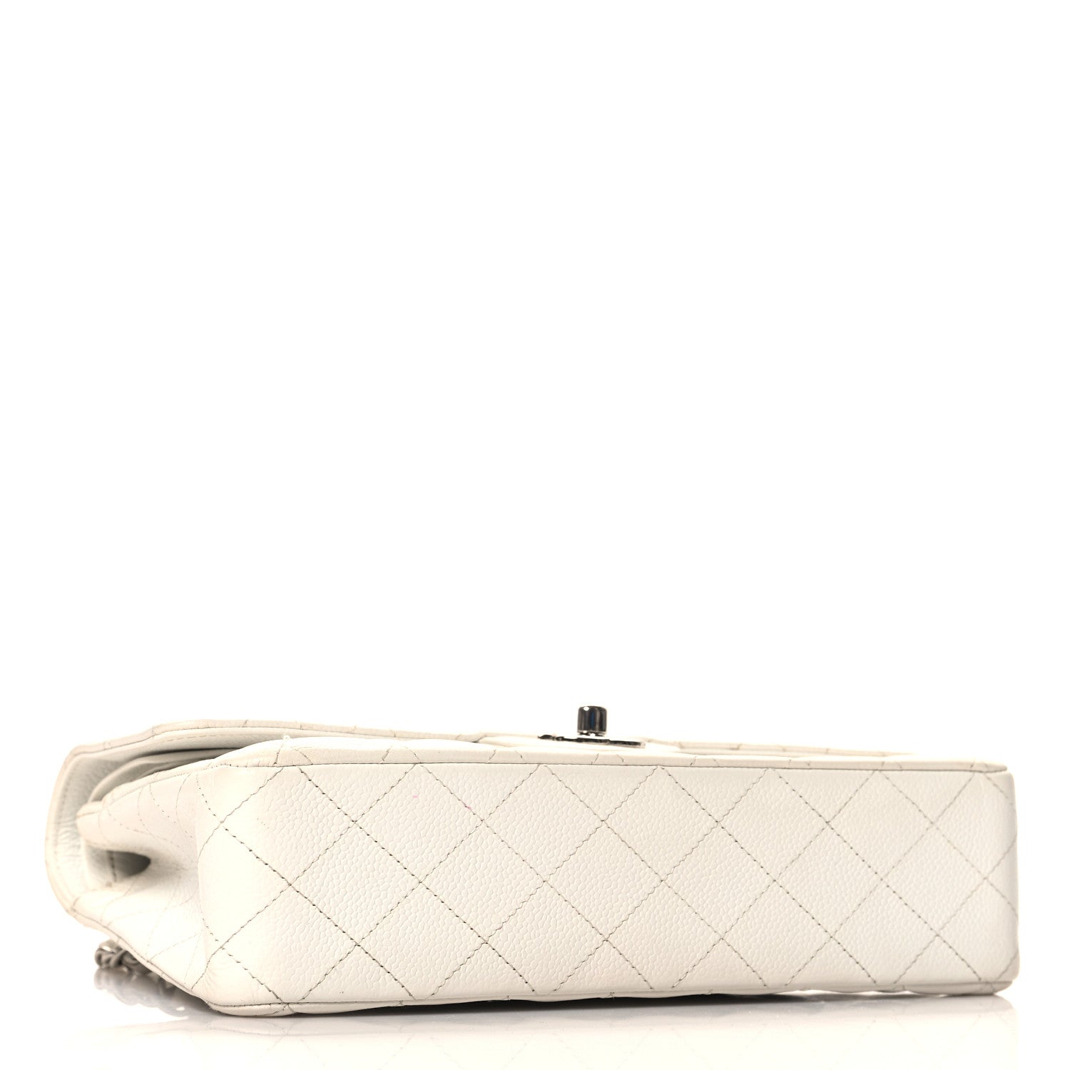 Caviar Quilted Medium Double Flap White