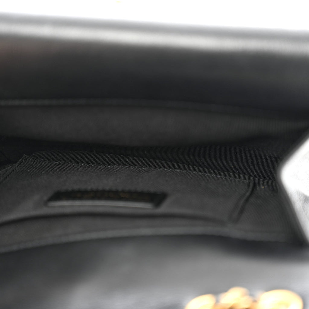 Calfskin Quilted Triple Flap Black