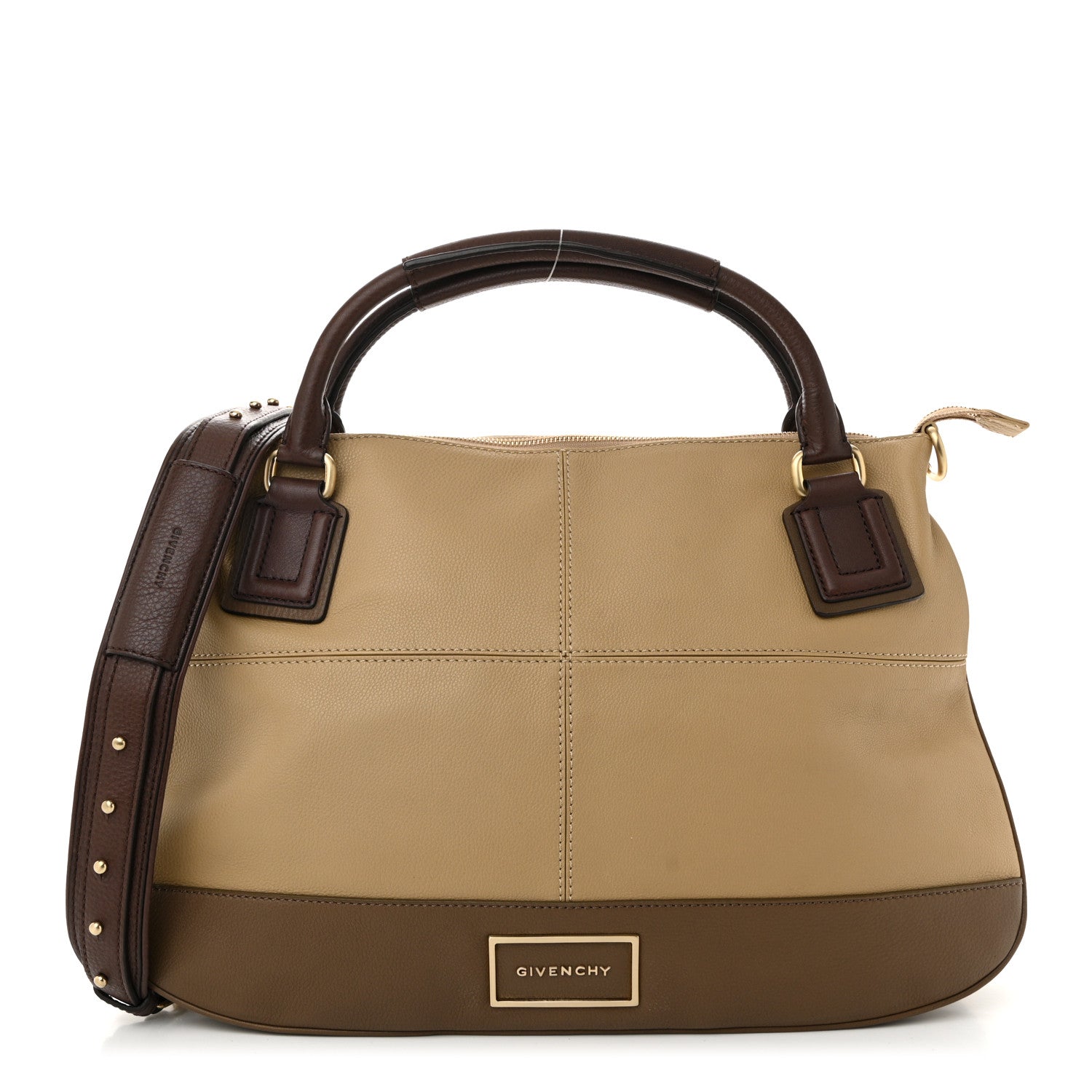 Calfskin Double Handles Hobo Brown