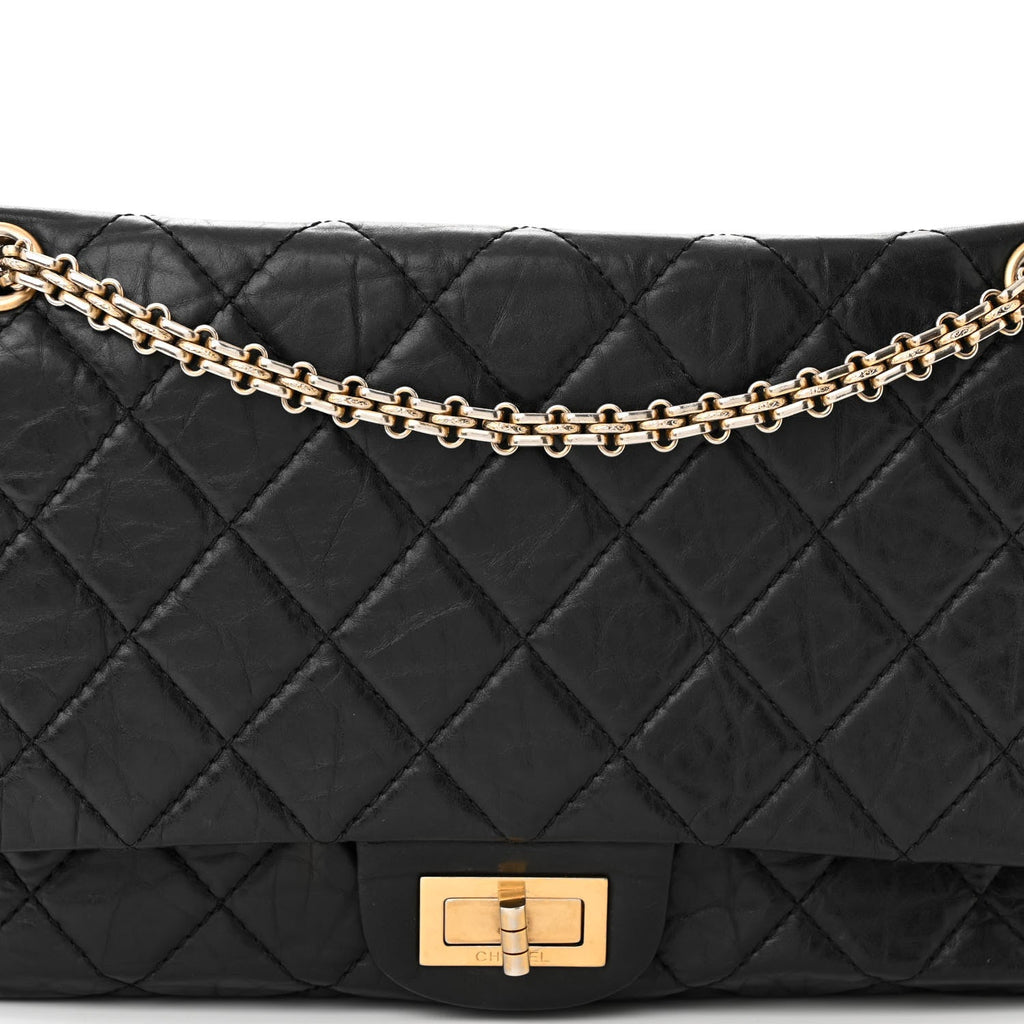 Aged Calfskin Quilted 2.55 Reissue 227 Flap Black