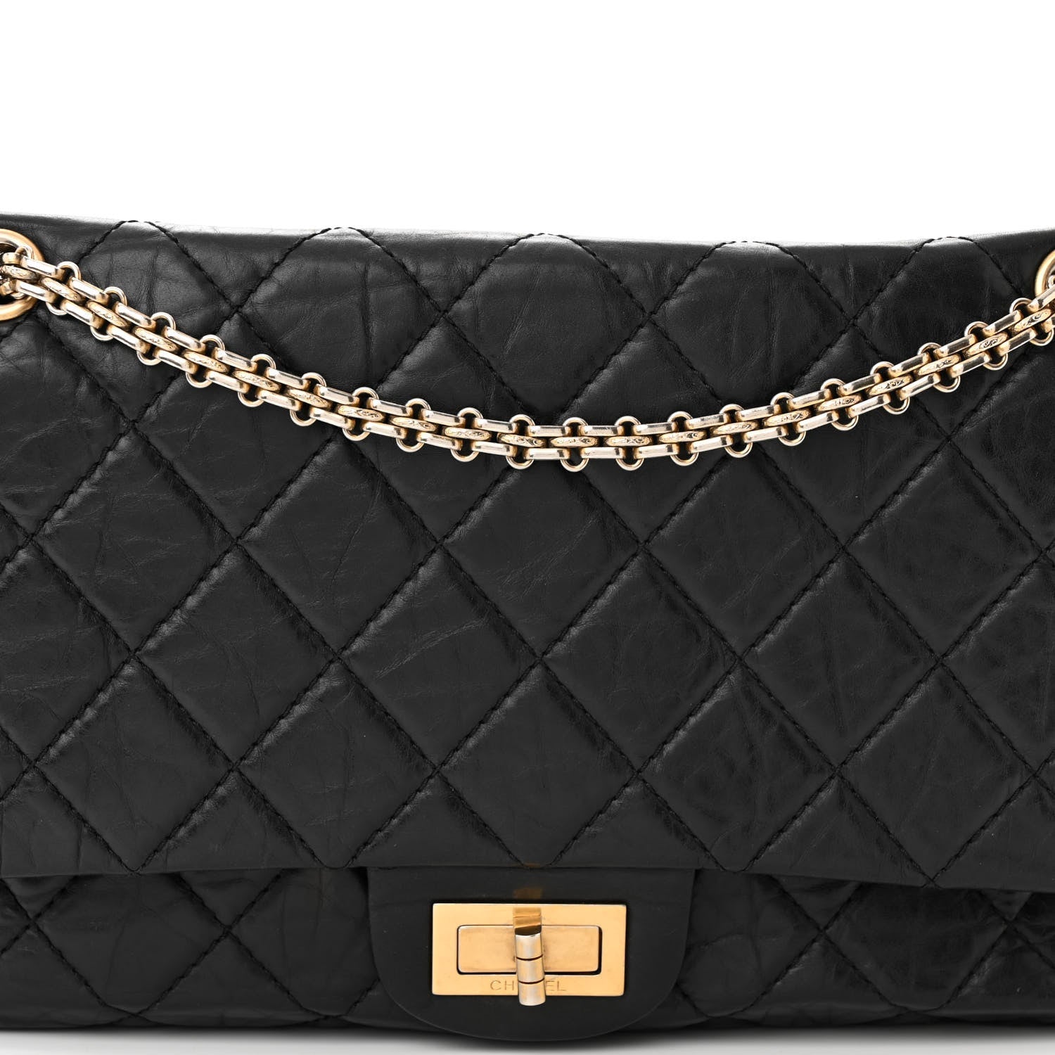 Aged Calfskin Quilted 2.55 Reissue 227 Flap Black